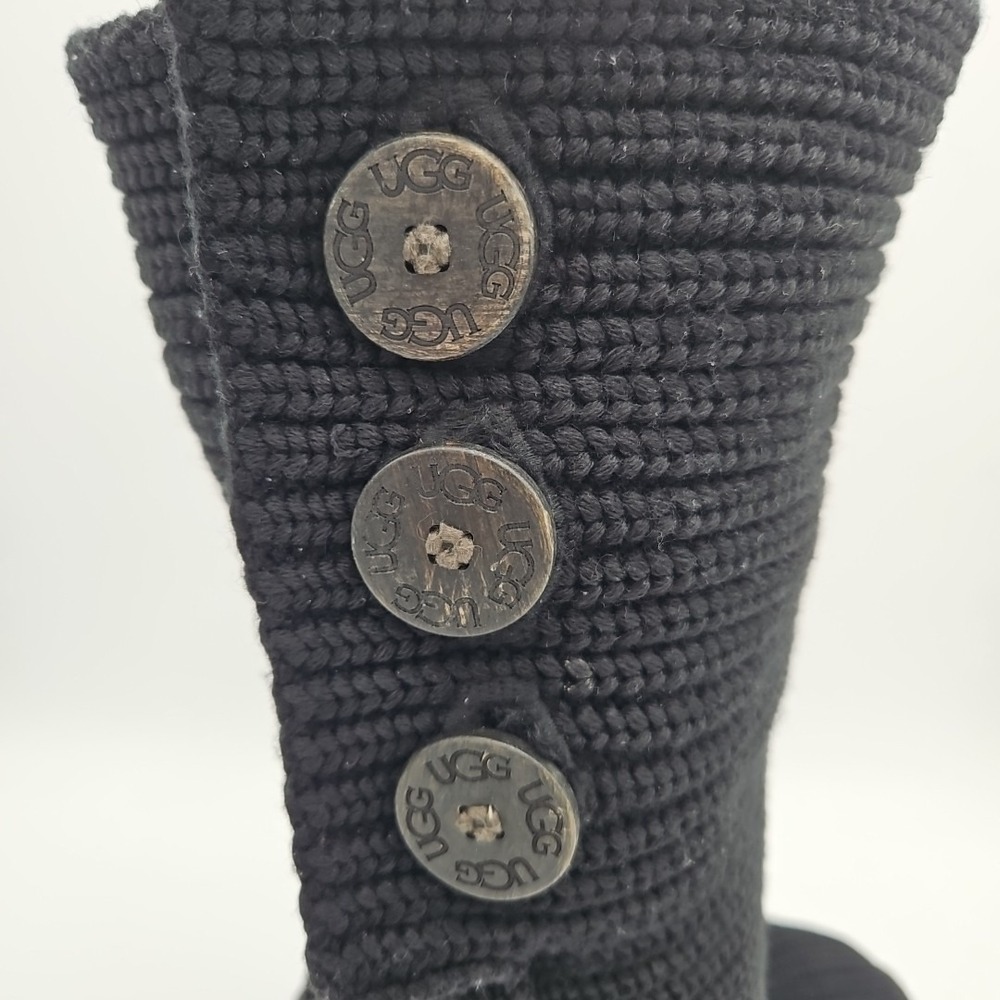 UGG Cardy #5819 Black Classic Tall Chunky Knit Sweater Slouchy Boots US/6 EU/37 - Picture 3 of 16